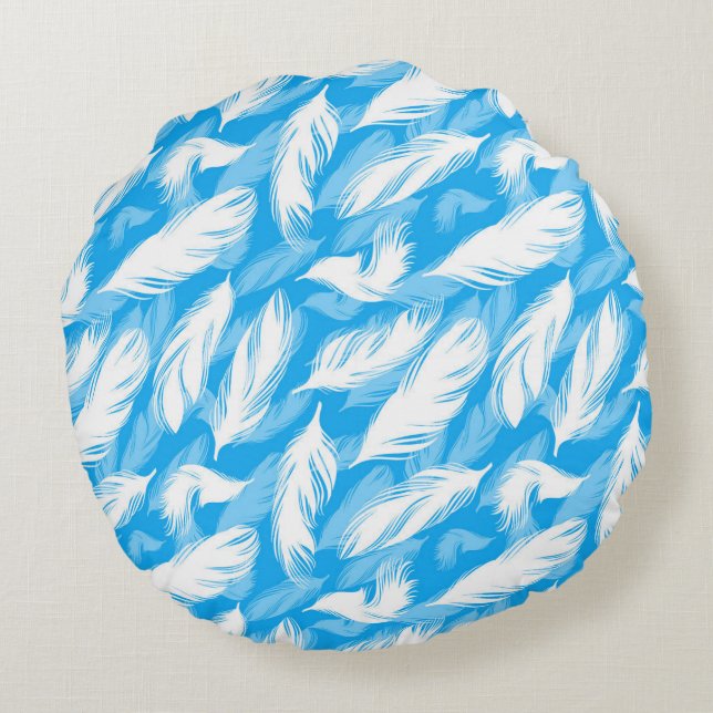 Sophisticated Feather Design Rundes Kissen (Rückseite)