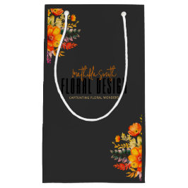 Sophisticated Floral Design Black Orange Flowers  Kleine Geschenktüte