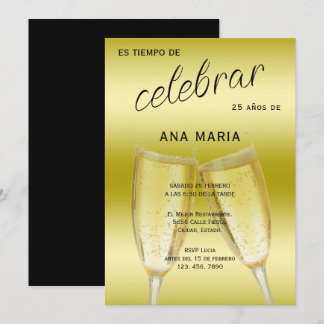 Sophisticated Gold Spanish Feminine Birthday  Einladung