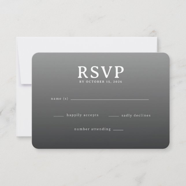 Sophisticated Gray Minimalist RSVP Karte (Vorderseite)