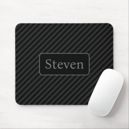 Sophisticated Grey & Black Pinstriped Personalized Mousepad