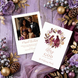 Sophisticated Lavender Shades Holy Nativity Floral Feiertagskarte