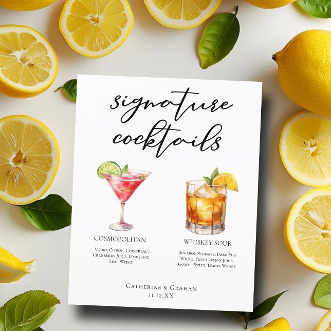Sophisticated Mariage Signature Cocktails Menu (Créateur téléchargé)