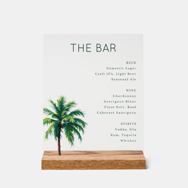 Sophisticated Minimalist Palm Tree Menu (Recto)