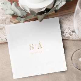 Sophisticated monogram minimalist wedding servietten mit folie