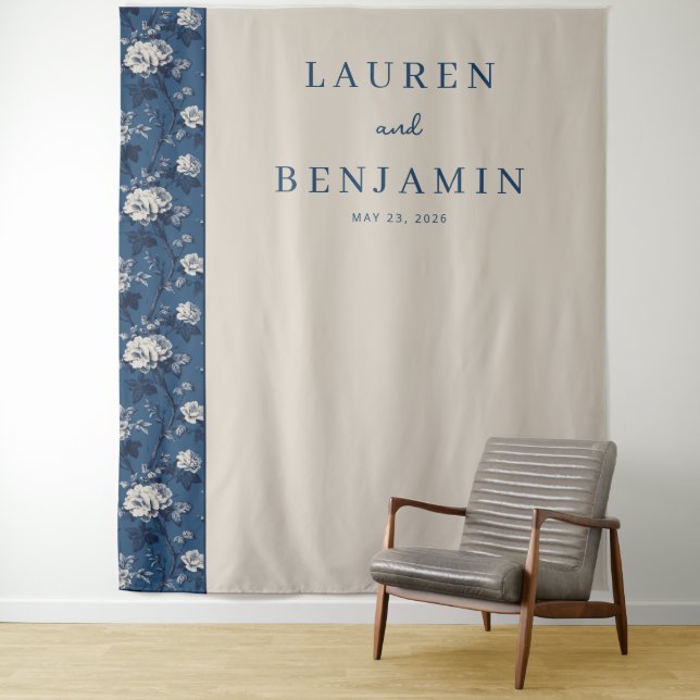 Sophisticated Navy Floral Wandteppich (Beispiel)