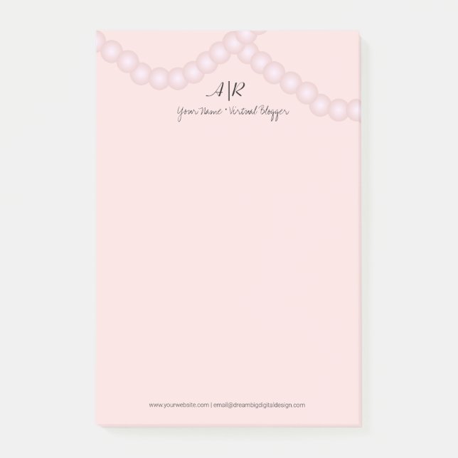 Sophisticated Pearl Logo Initial Business Post-it Klebezettel (Vorderseite)