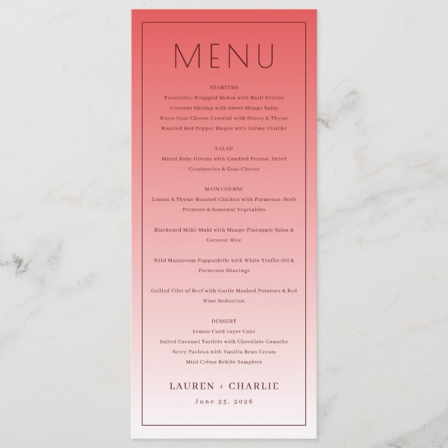 Sophisticated Pink Menu Template (Devant)