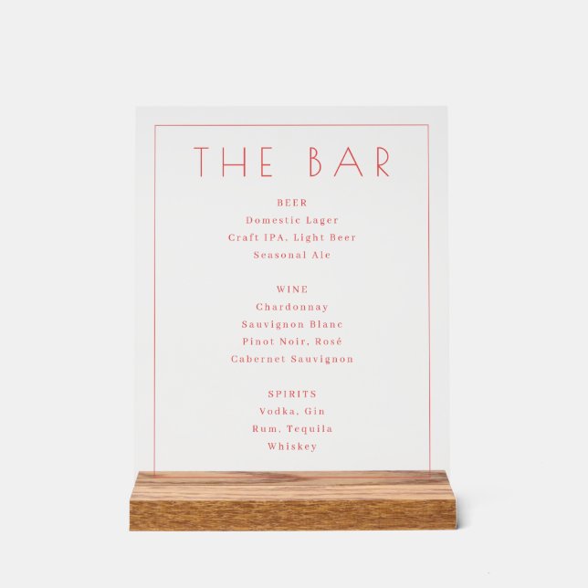 Sophisticated Pink Minimalist Bar Menu (Recto)
