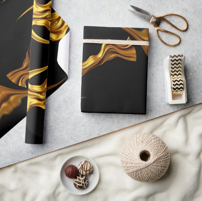 Sophisticated Presentation: Black& & Gold Abstract Geschenkpapier (Basteln)