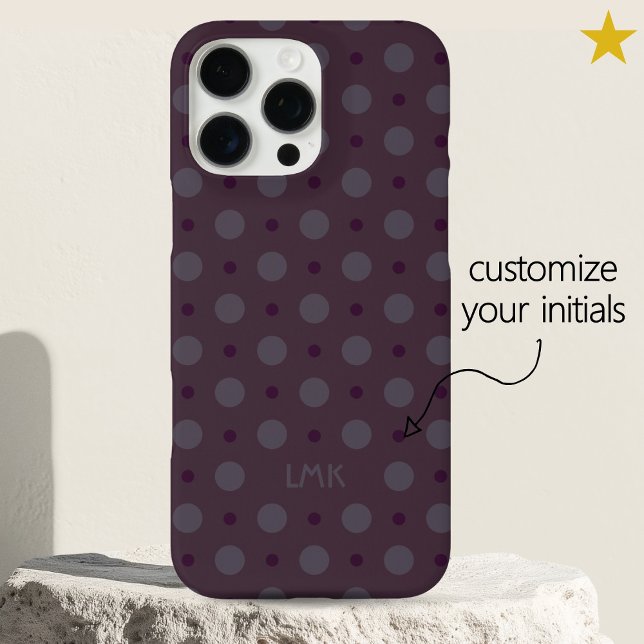 Sophisticated Purple Dots Custom Name Initials iPhone 16 Pro Max Hülle (Von Creator hochgeladen)