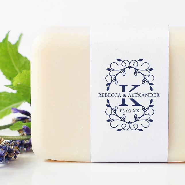 Sophisticated Wedding Monogram Ornament Initials Gummistempel (Von Creator hochgeladen)