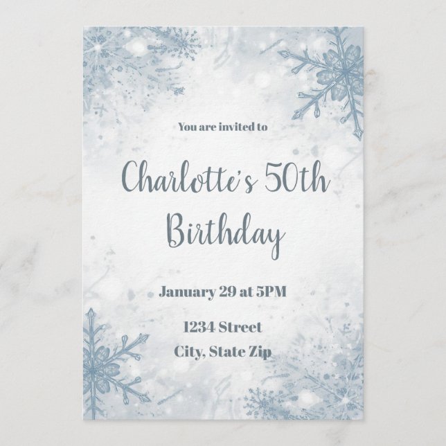Sophisticated Winter 50th Birthday Invitation (Devant)