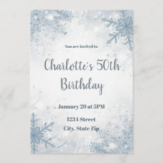 Sophisticated Winter 50th Birthday Invitation Einladung