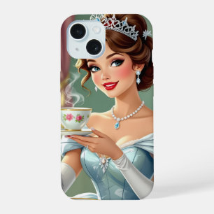 Sophisticierte Prinzessin mit Krone und elegantem  iPhone 15 Hülle