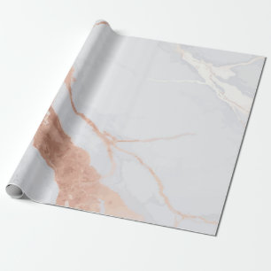 Sophisticierte Roségoldakzente auf weißem Marmor H Geschenkpapier