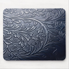 Sophistiziertes dunkelblaues 3D-Rosenblattmuster Mousepad