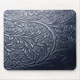 Sophistiziertes dunkelblaues 3D-Rosenblattmuster Mousepad