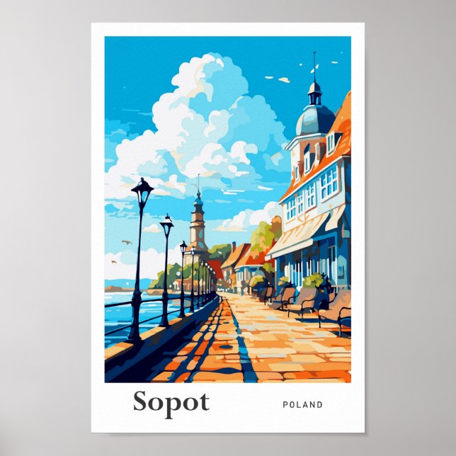 Sopot Polen Vintage Illustration Poster (Vorne)