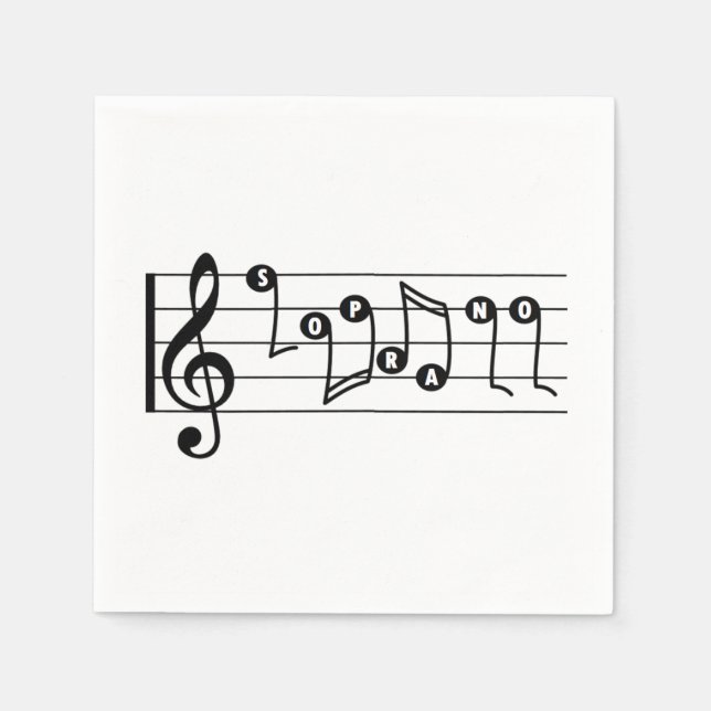Sopranistin Musikalischer Cocktail Napkin Serviette (Vorderseite)