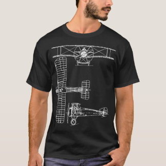 Sopwith Camel WW1 Flugzeug Warbird Blueprint Schem T-Shirt
