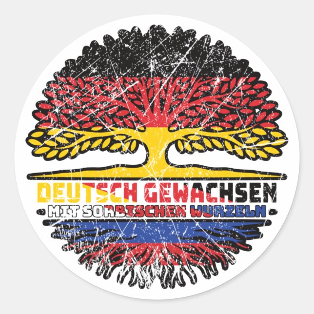 Sorben Sorbisch Deutsch Deutschland Baum Wurzel Runder Aufkleber (Vorderseite)