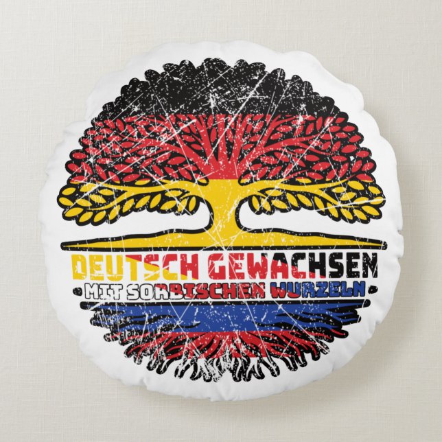 Sorben Sorbisch Deutsch Deutschland Baum Wurzel Rundes Kissen (Vorderseite)