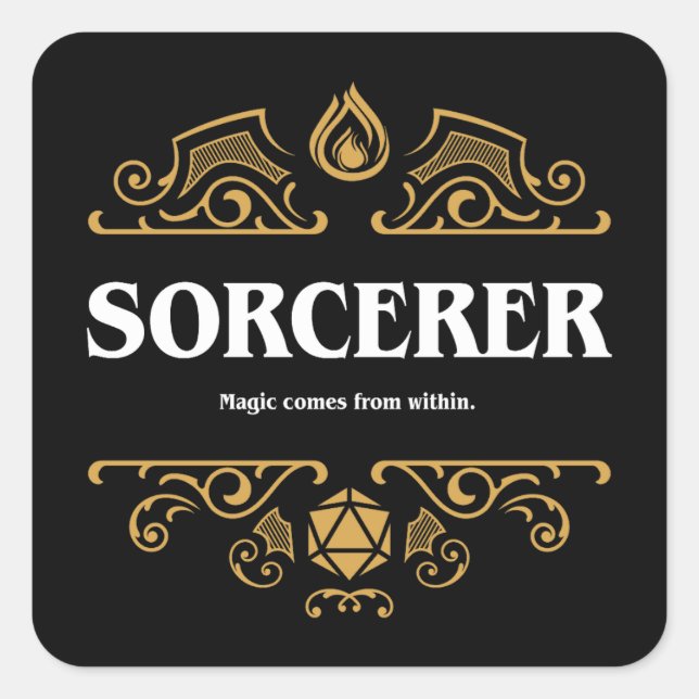 Sorcerer Class Tabletop RPG Gaming Quadratischer Aufkleber (Vorderseite)