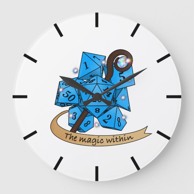 Sorcerer Dice Design Große Wanduhr (Vorderseite)