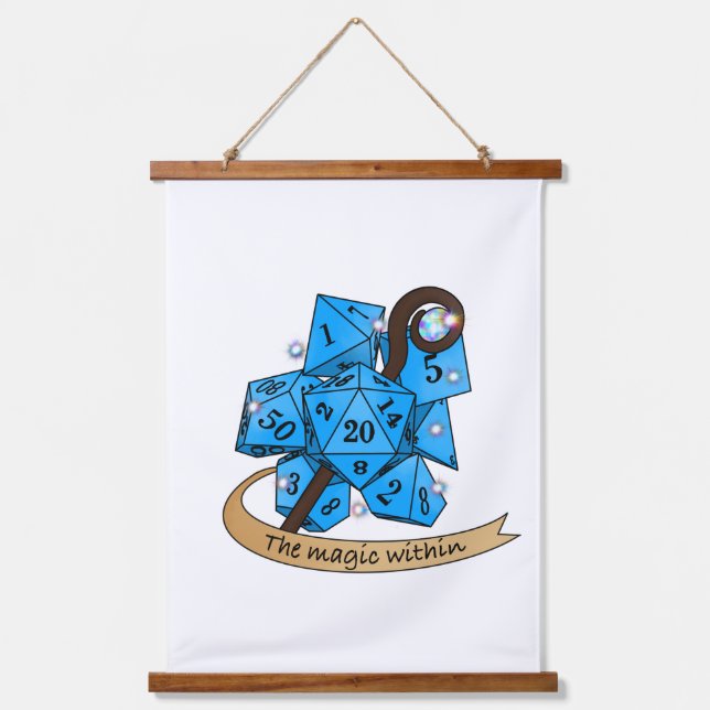 Sorcerer Dice Design Wandteppich Mit Holzrahmen (Vorderseite)