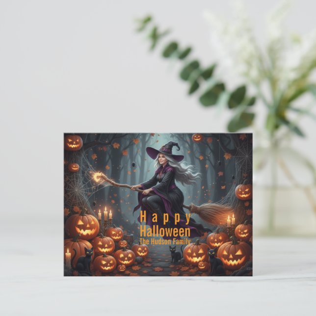 Sorcery Halloween Family Feiertagspostkarte (Stehend Vorderseite)