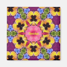 SORCHA ~ Abstrakte Pansy ~ Rosa Blau Lila Gelb Magnet
