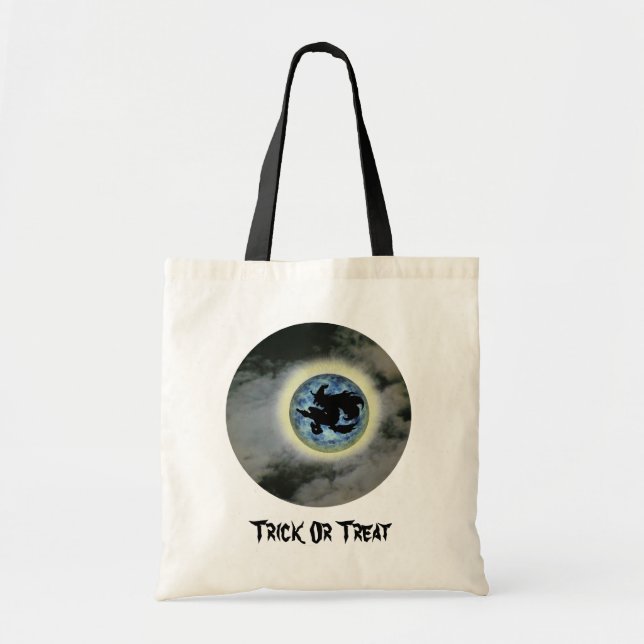 Sorcière Broomstick Pleine lune Halloween Sac four (Devant)