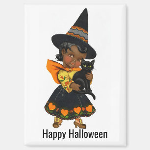 Sorcière d'Halloween avec Magnet Chat
