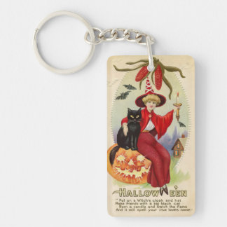 Sorcière d'Halloween vintage et chat noir