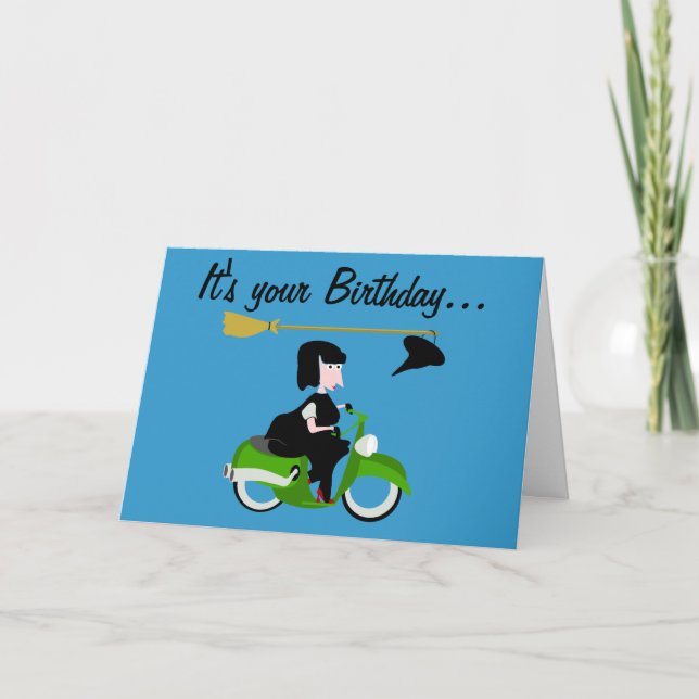 Sorcière en moto Carte d'anniversaire (Devant)