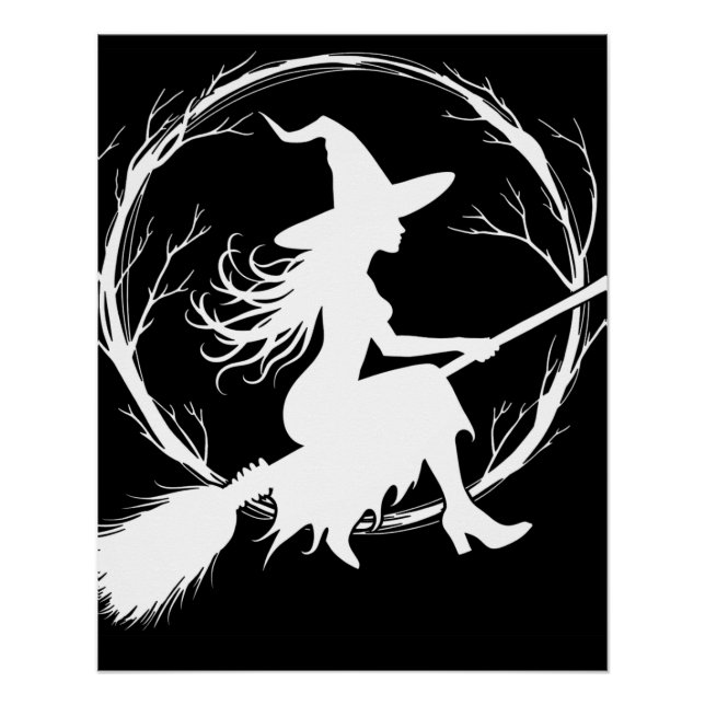 Sorcière en vol Poster brillant (Devant)