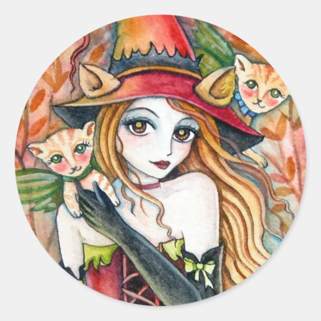 Sorcière et chat * Blondes* Sticker (Devant)