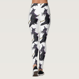 Sorcière noire sur Broomstick Leggings Halloween b
