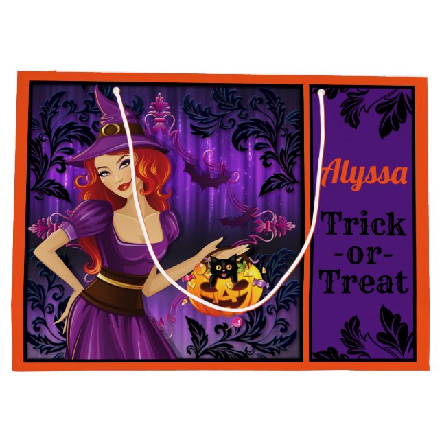 Sorcière personnalisée Halloween Trick ou sac de t (Dos)