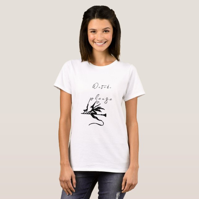 Sorcière s'il vous plaît- T-shirt Halloween noir e (Devant entier)