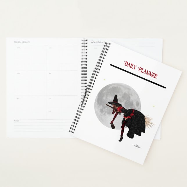 Sorcière Tipsy Sur Volant Broom Daily Planner (Devant avec enveloppe)