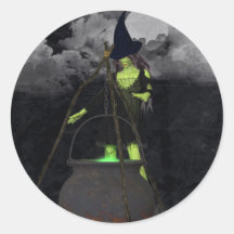 Sorcière verte brasser un Stickers sort