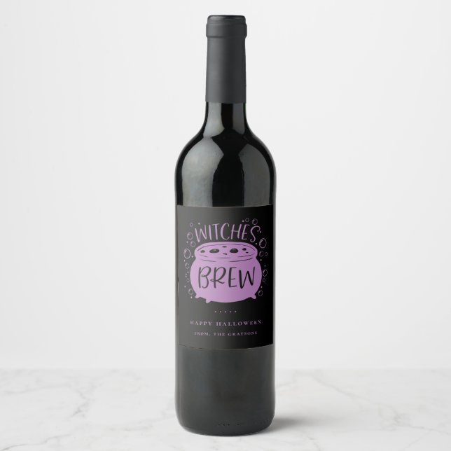 Sorcières brasser noir/violet Étiquette de vin d'H (Devant)