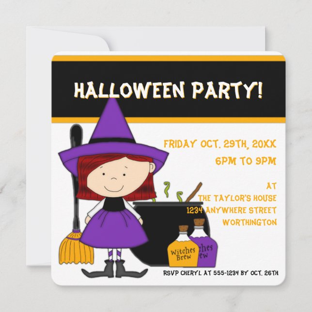 Sorcières Brew Kid's Halloween Party Invitation 1 (Devant)