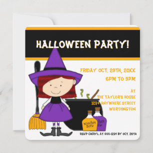 Sorcières Brew Kid's Halloween Party Invitation 1