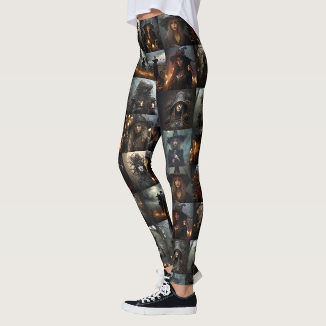 Sorcières noires Collage Leggings - Éffrayant (Gauche)