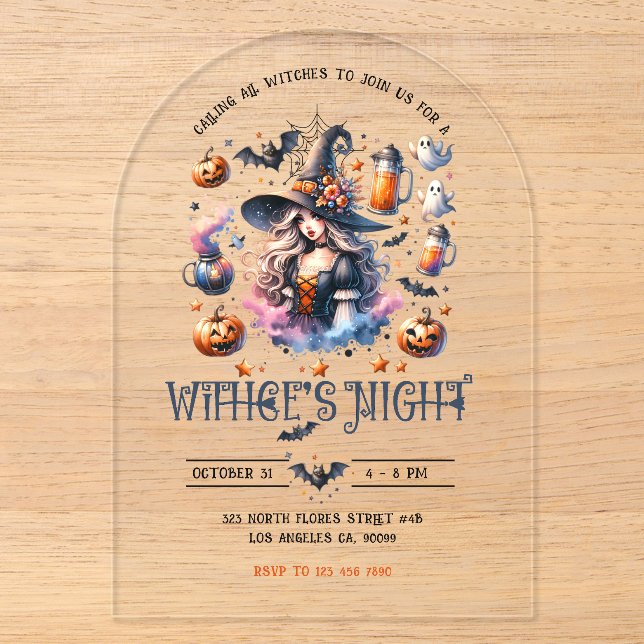Sorcières Nuit Halloween Fête Invitation (Recto)