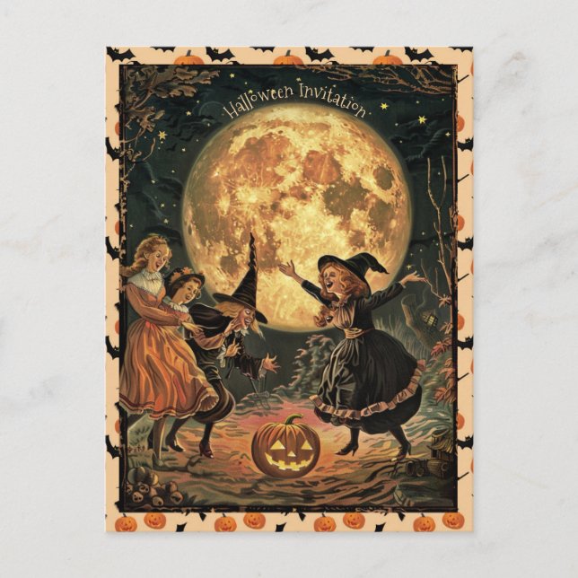 Sorcières sous une carte postale Pleine lune (Devant)