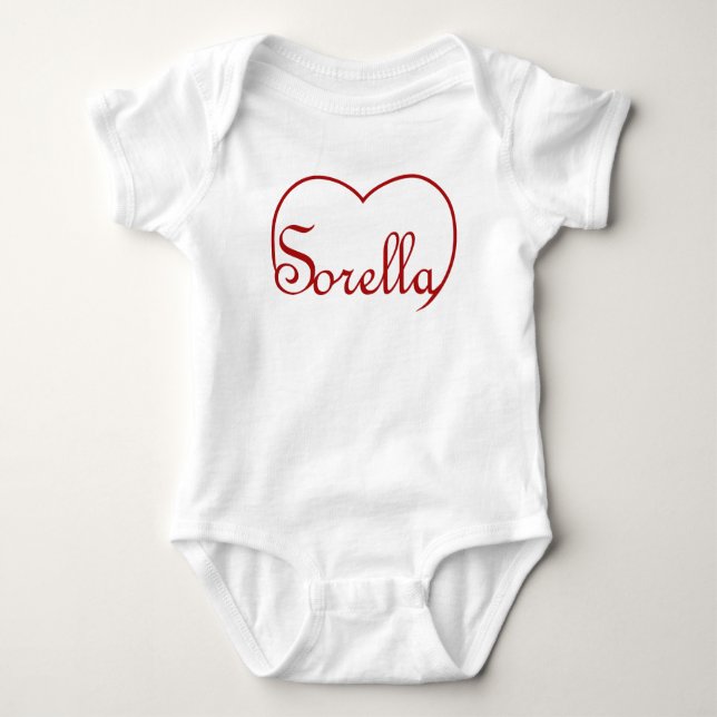 Sorella Italian Sister heart Red Baby Strampler (Vorderseite)